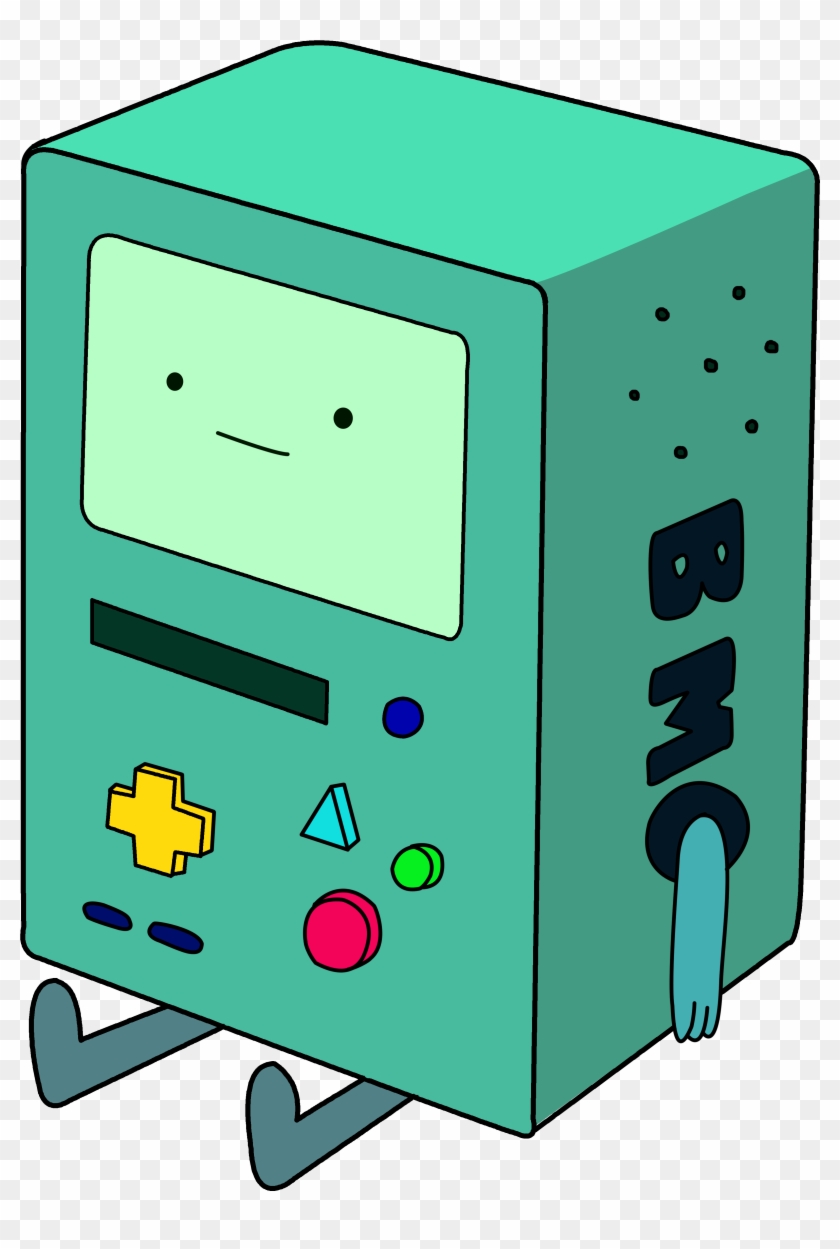 BMO, the sentient video game console from Adventure Time, depicted in teal with colorful buttons and a smiling screen face.