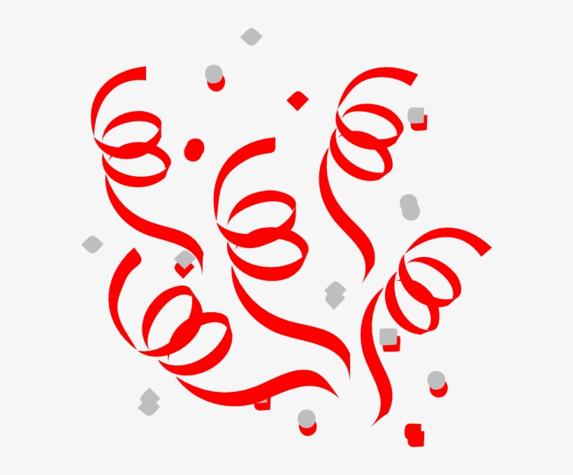 Festive Red Streamers and Confetti Graphic | Celebration Design Asset