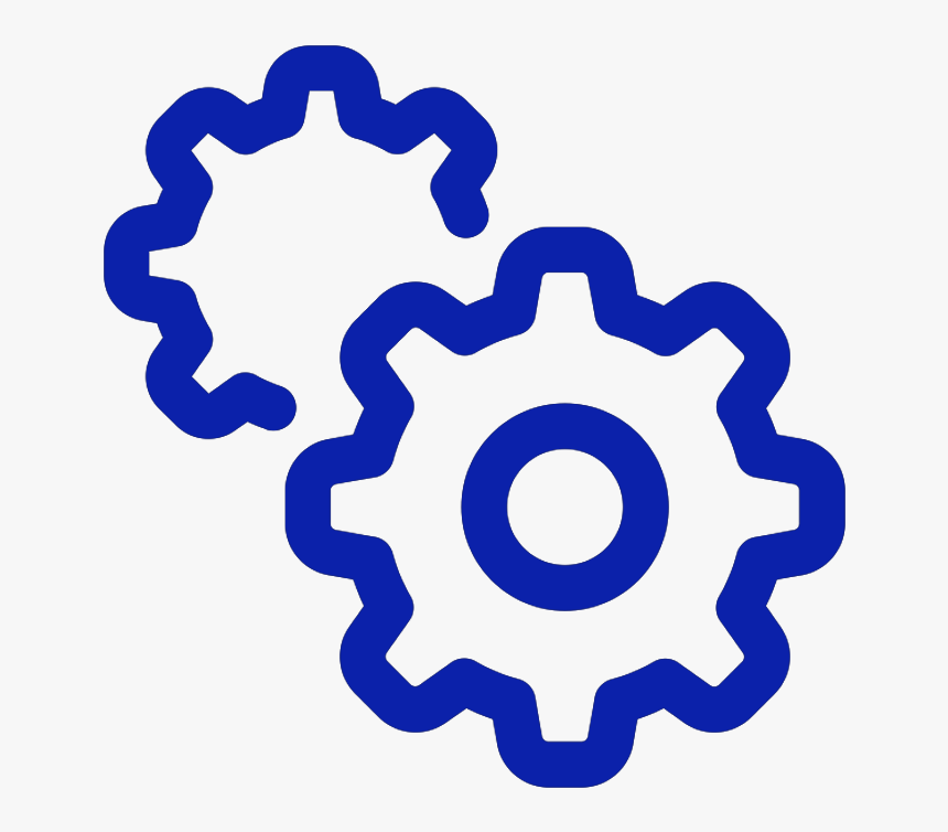 Blue gear icon with two interlocking cogs on a light background, symbolizing settings, configuration, or system integration.