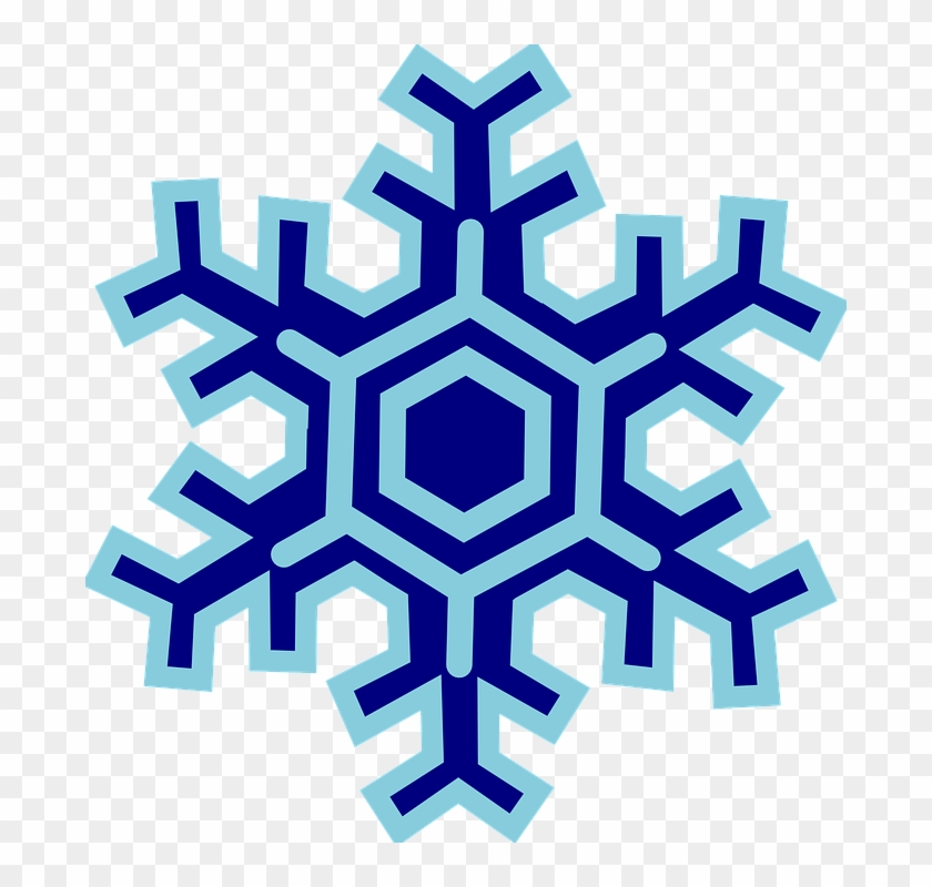 Stylized blue snowflake icon with hexagonal symmetry and layered branches on transparent background.