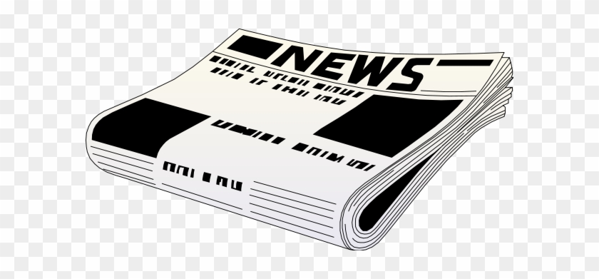 Folded black-and-white newspaper with bold "NEWS" headline and placeholder text blocks.