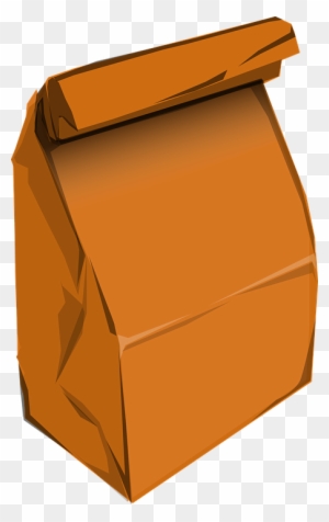 Orange paper lunch bag with folded top, illustrated in clean vector style on transparent background.