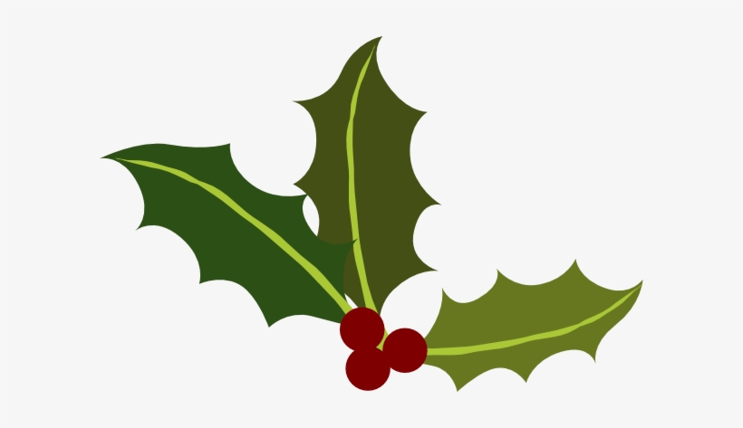 Illustration of green holly leaves with three red berries, a classic Christmas symbol.