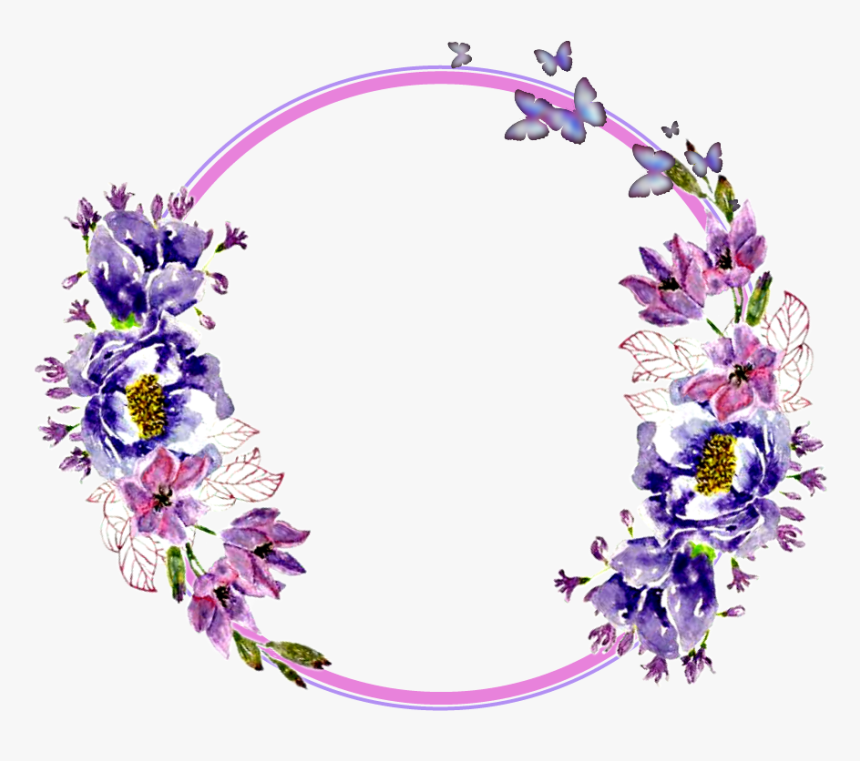 Purple Floral Wreath Clipart - Elegant Watercolor Design for Invitations & Decor