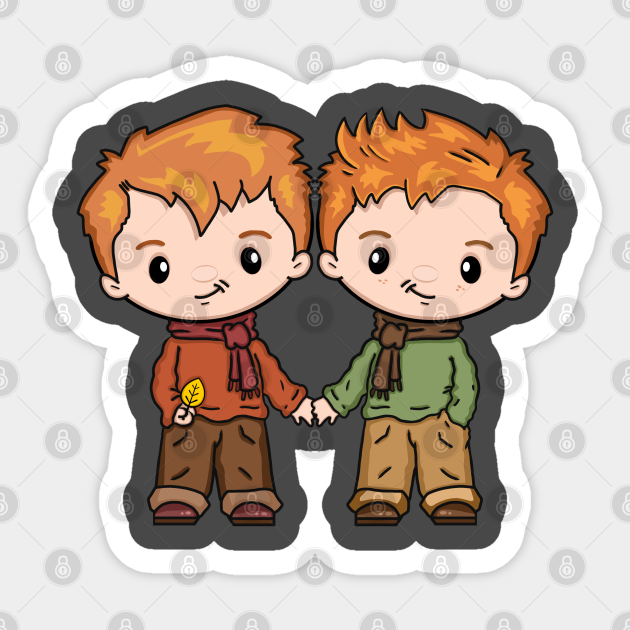 Twin Brothers Chibi Art - Cute Autumn Illustration for Fans & Printables