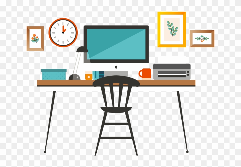 Office Table Clipart Vector, Office Work Table, Office Clipart - Clip 