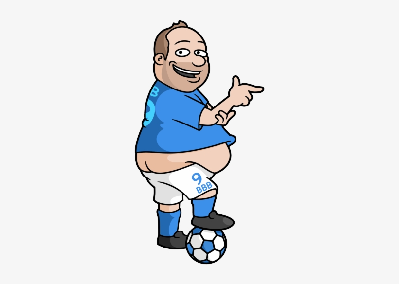 Funny Soccer Fan Cartoon - Overweight Player Balancing on Ball