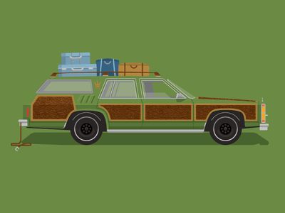 Classic Wood-Panel Station Wagon - Nostalgic Family Road Trip Vehicle