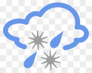 Blue cloud icon with gray snowflakes and blue raindrops indicating mixed precipitation.
