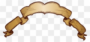 Vintage-style parchment banner with curled ends and hand-drawn texture, ideal for decorative headings or medieval-themed designs.