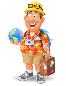 Happy Traveler Cartoon - Fun Tourism & Vacation Illustration