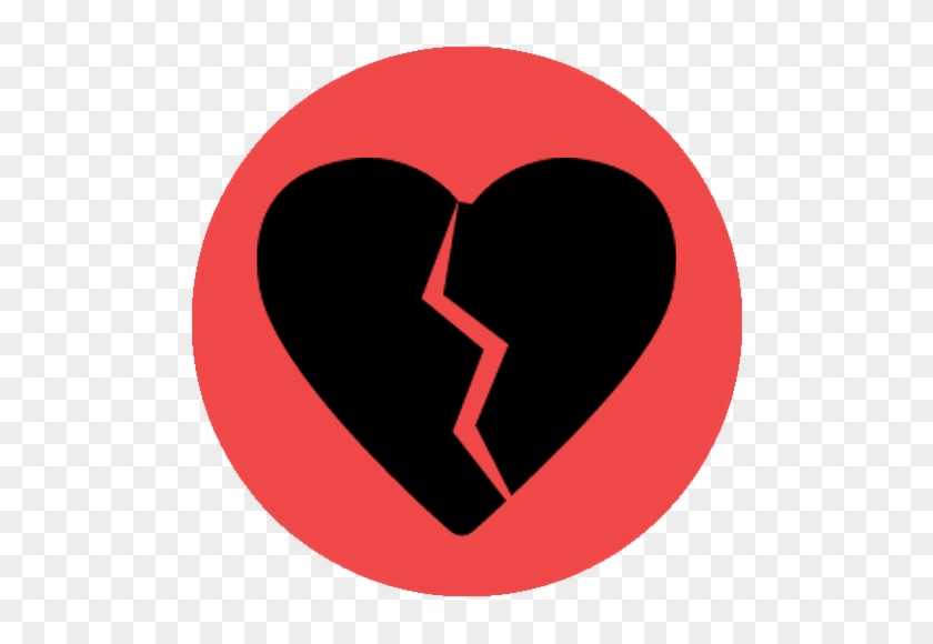 Broken heart icon in black inside a red circle, symbolizing emotional pain or heartbreak.