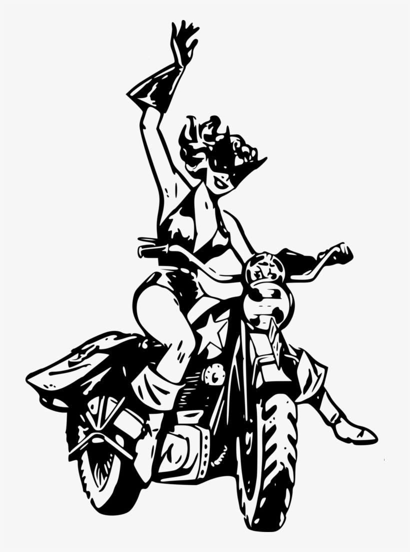 Pin-Up Biker Art - Vintage Motorcycle Illustration for Design & Print