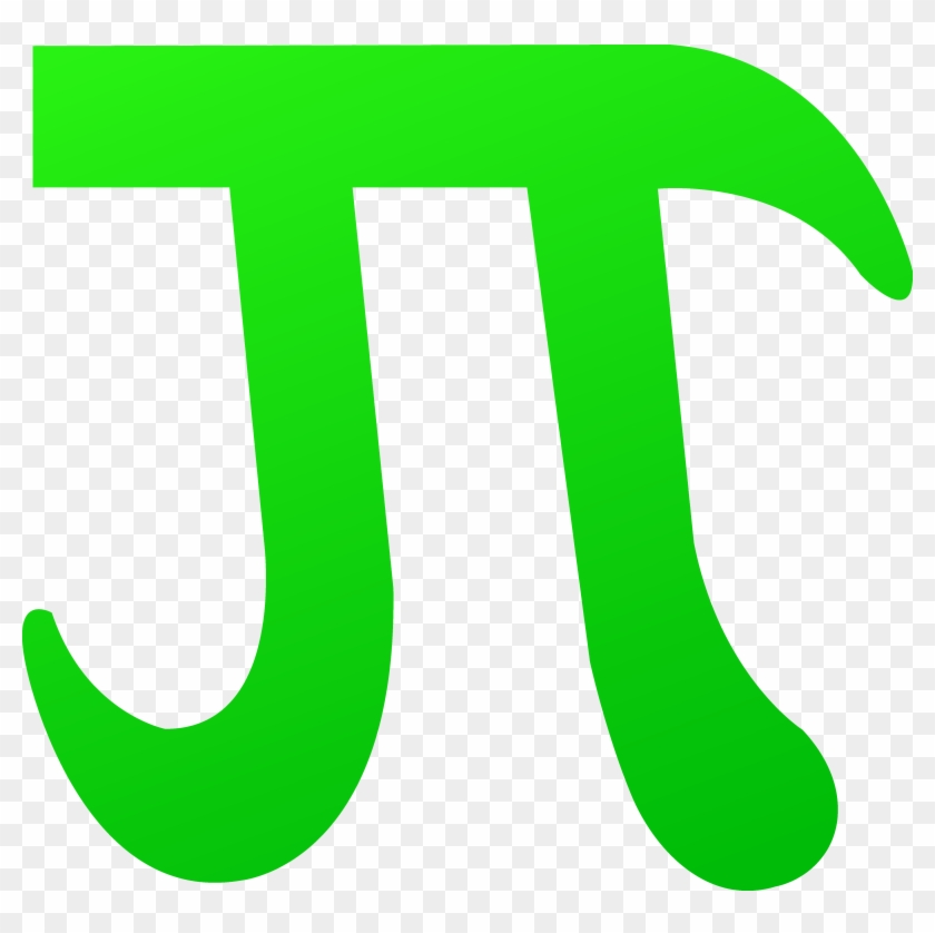 Bright green Pi (π) symbol on transparent background, stylized with smooth curves and modern design.
