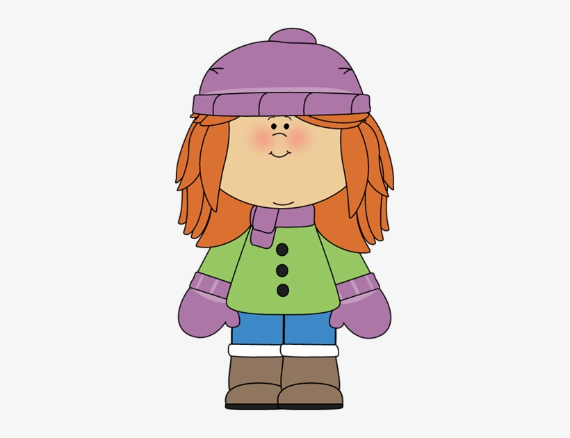 Vector Illustration Of Cute Girl Wearing Winter Clothes Royalty - Clip ...