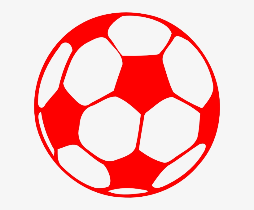Red and white classic soccer ball with hexagonal and pentagonal panels.