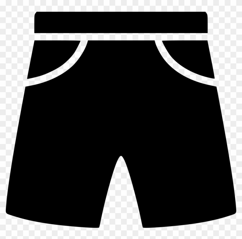 Black silhouette icon of men's shorts with side pockets and waistband on transparent background.