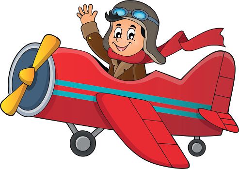 Fun Cartoon Airplane Pilot Illustration for Kids & Aviation Themes