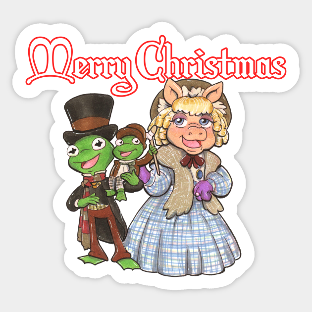 Muppet Christmas Sticker - Kermit, Robin & Miss Piggy in Holiday Attire