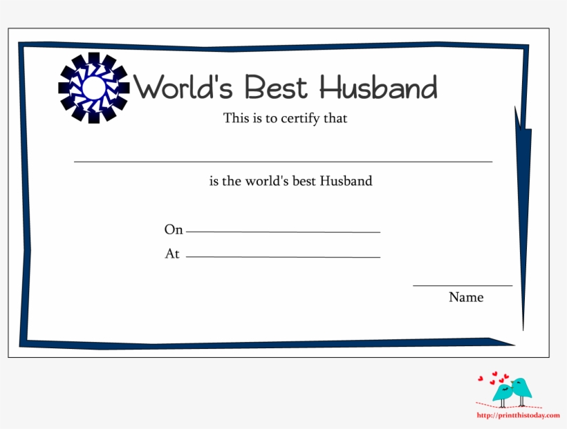 Free Printable World’s Best Husband Certificate Template