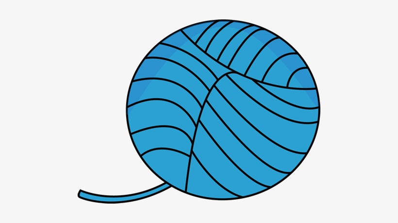 A vibrant blue ball of yarn with a loose strand, illustrated in clean vector style.