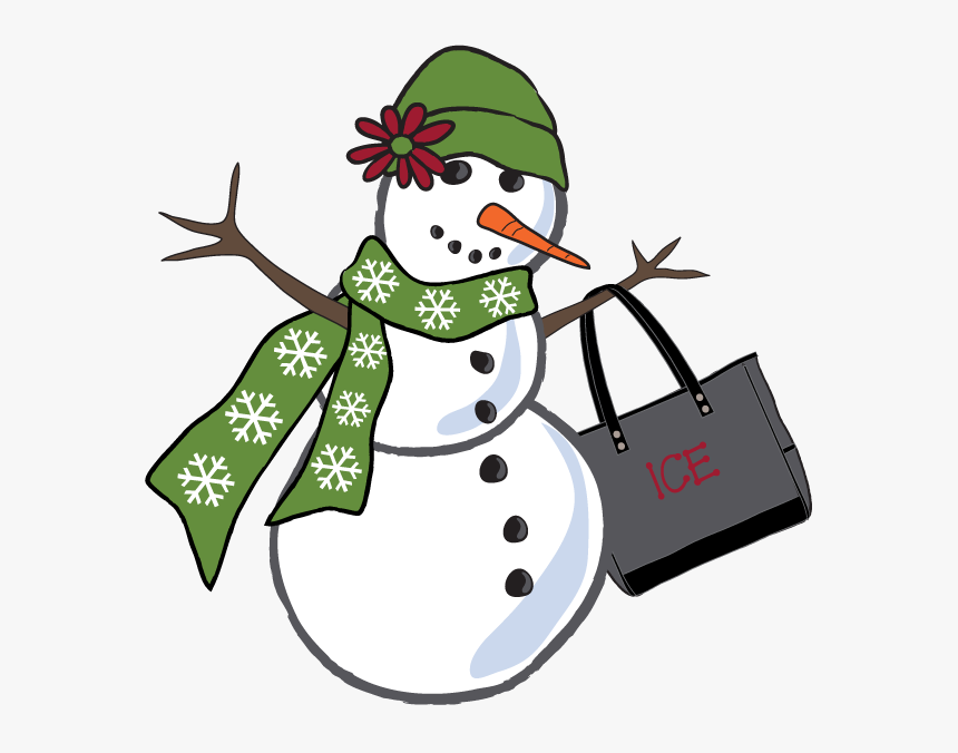 Festive Snowman Illustration with Ice Bag - Winter Clipart & Design Asset