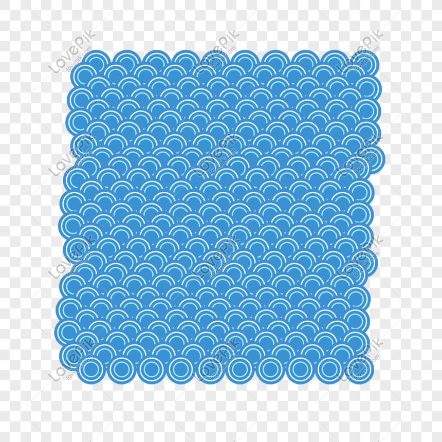 Blue scallop wave pattern in traditional Japanese seigaiha design on transparent background.