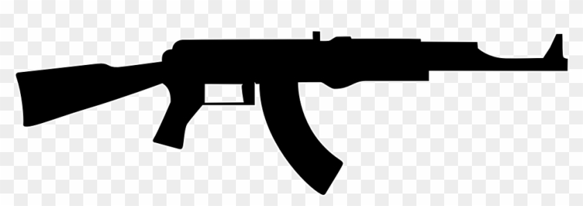 Black silhouette of an AK-47 assault rifle on transparent background.