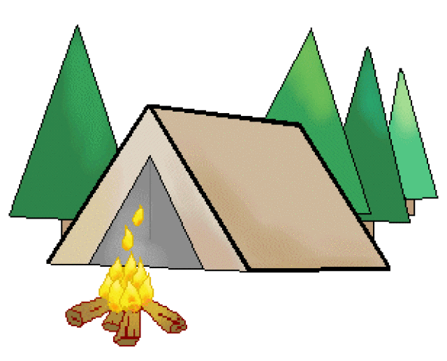 Camping Tent and Campfire Illustration - Outdoor Adventure Clipart