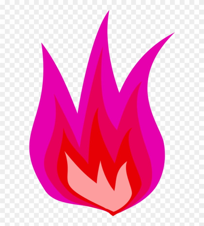 Stylized pink and red flame graphic with layered gradient effect on transparent background.