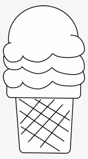 Black-and-white line drawing of a three-scoop ice cream cone with waffle texture.