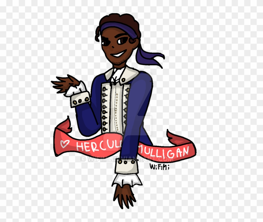 Animated illustration of Hercule Mulligan in colonial attire with a red banner bearing his name.