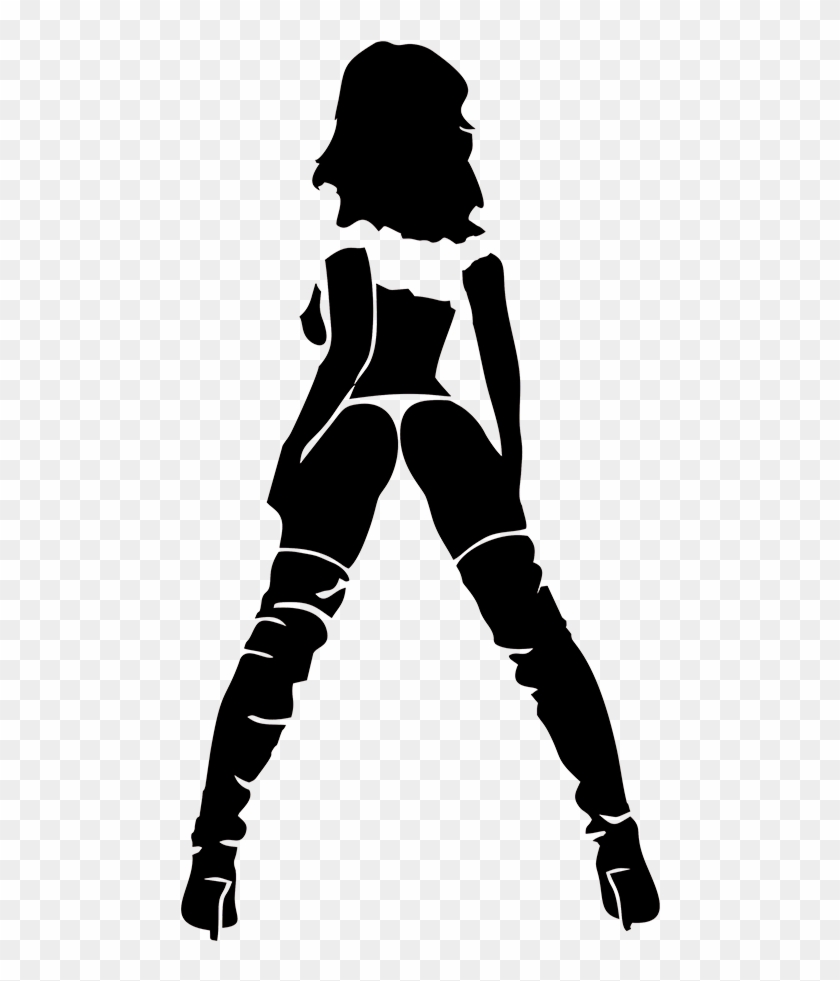 Silhouette of a confident woman in high heels and stylish outfit, posing dynamically against transparent background.