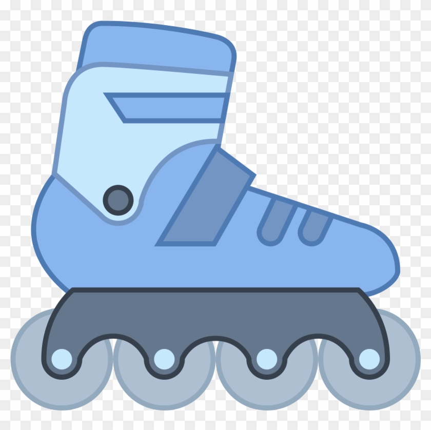 Blue inline roller skate with four wheels and adjustable strap design.
