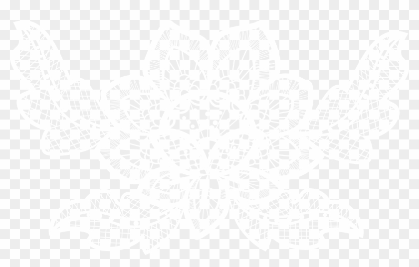 Delicate white lace floral pattern on transparent background, ideal for overlays and decorative design elements.