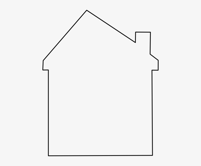 Simple black outline of a house with a gabled roof and chimney on white background.