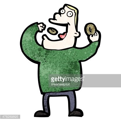 Happy Coin Collector Cartoon Illustration - Free Stock Image