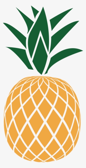 Stylized illustration of a pineapple with green leafy crown and diamond-patterned orange body.