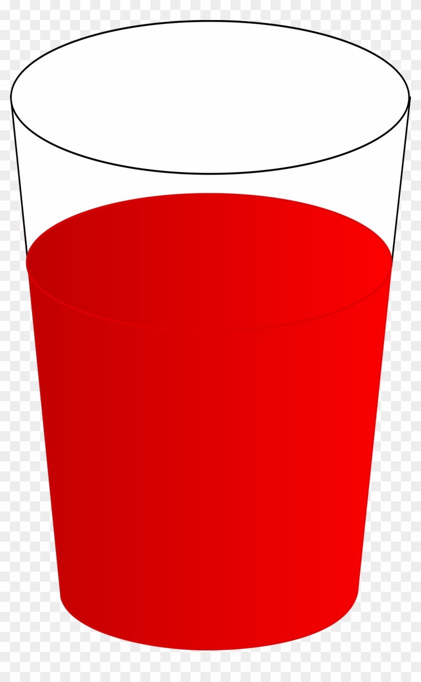 A clear glass filled halfway with bright red liquid, illustrated in simple vector style on transparent background.
