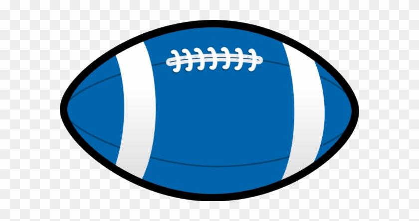 Blue American football with white stripes and laces on transparent background.