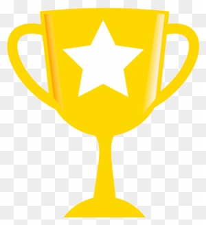 Golden trophy cup with a white star on the front, symbolizing victory or achievement.