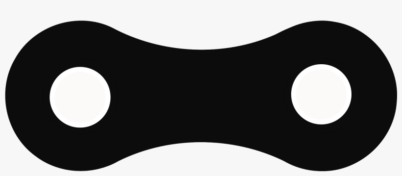 Black silhouette of a single bicycle chain link with two circular holes, isolated on white background.