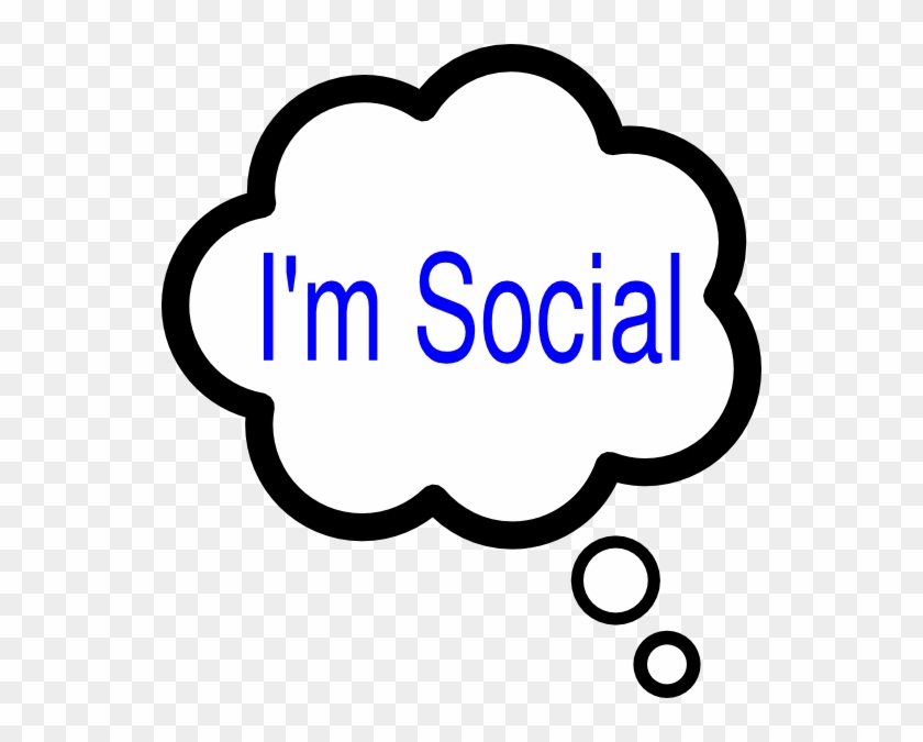 Thought bubble with blue text "I'm Social" on transparent background.