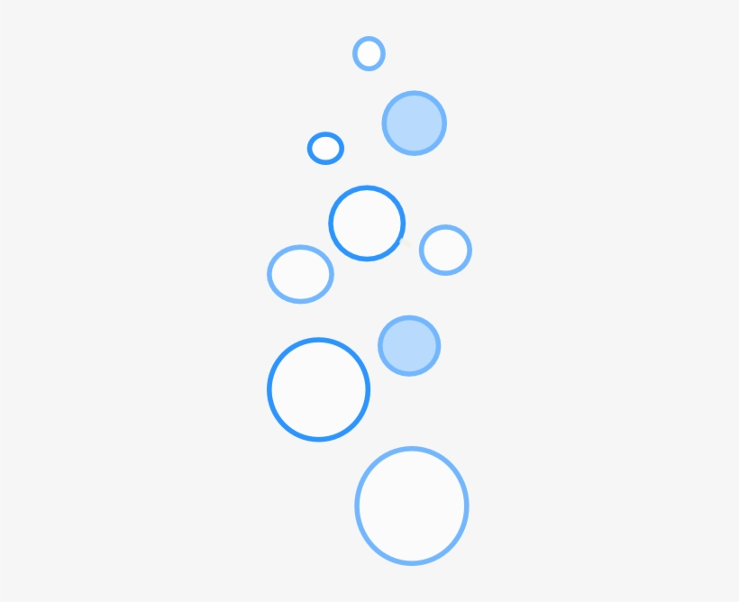 Abstract blue circles of varying sizes and fill styles arranged vertically on a light background, suggesting bubbles or data points.