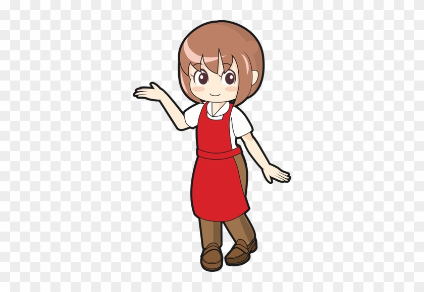 Cute Waitress Character Illustration - Free PNG Clipart