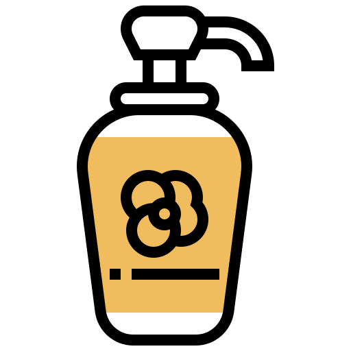 Yellow cup icon with black cocktail glass symbol and floral swirl design.
