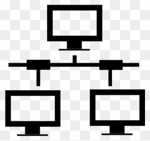 Hierarchical network diagram showing one central computer connected to two subordinate computers via a bus topology.