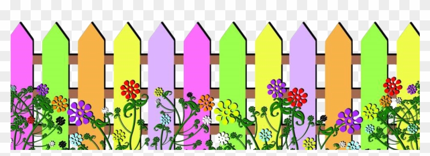 Fence with flowers and butterflies clipart. Free download - Clip Art ...