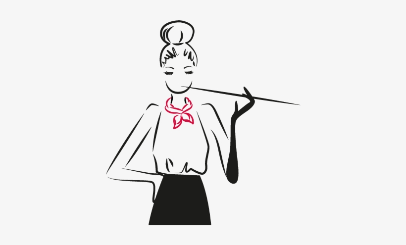Elegant Illustration of a Confident Woman with Red Scarf | Fashion Art
