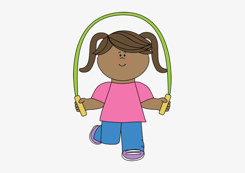 Happy Cute Kid Girl Play Jump Rope Royalty Free SVG, Cliparts - Clip ...